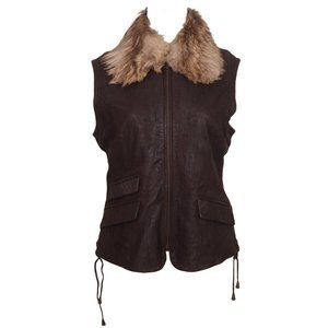 Women's Leather Fur Collar Vest